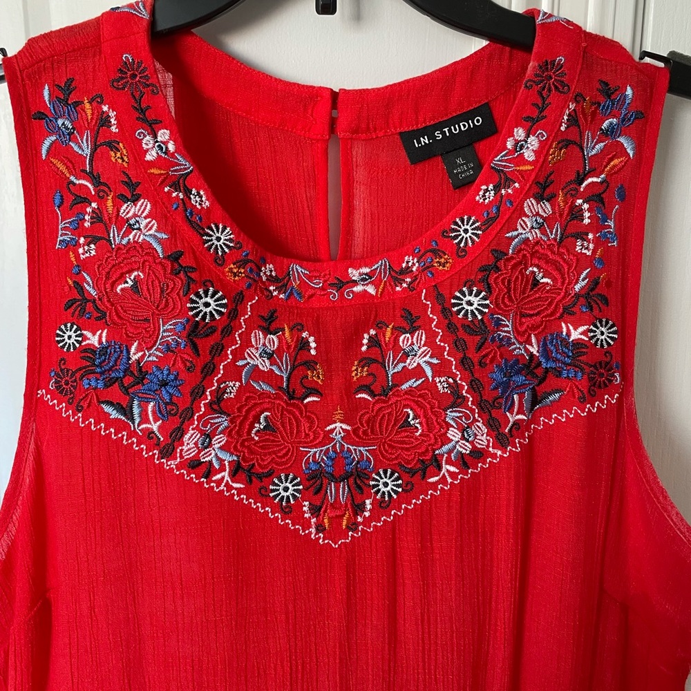 Red embroidery shirt